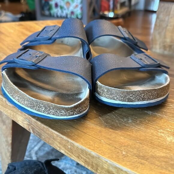 Birkenstock Arizona Navy Pebbled Leather Sandals - 12 (45) main image 5
